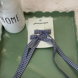 Free People Navy Gingham Ribbon Hair Bow Set